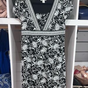 LOFT Black and White Sleeveless Sheath Dress